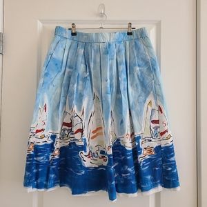 J Crew Watercolor Regatta Print Skirt